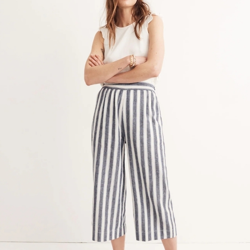 Madewell Huston Pull-on crop pants in stripe Size S